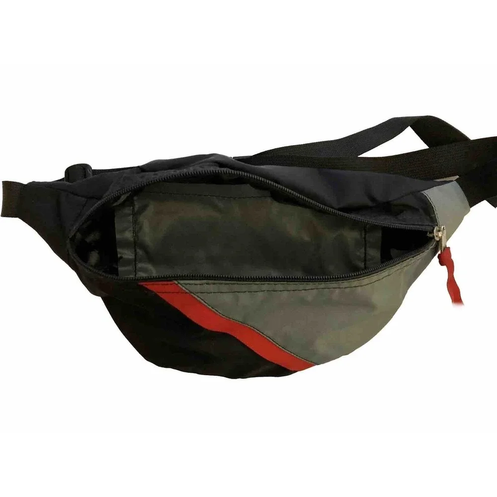 Vintage LL Bean Nylon Fanny Pack Waist Belt Bag Zippered Pockets Made in USA - Picture 3 of 10